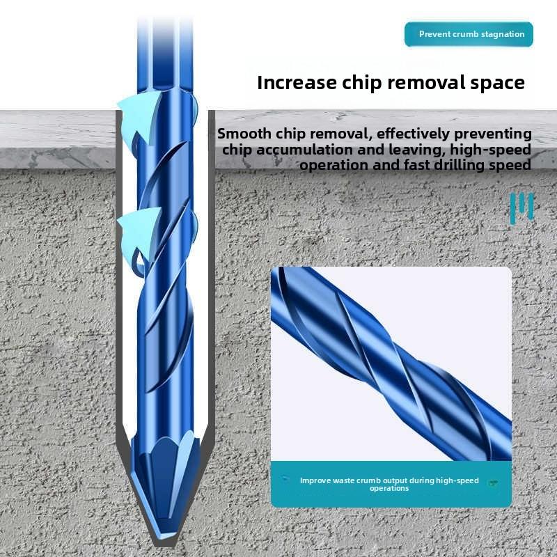 Masonry Concrete Spiral Drill Bit Eccentric for Glass Ceramic Tile Brick Plastic Wood Mason Hard Alloy Wall Hole Cutter Saw Blue