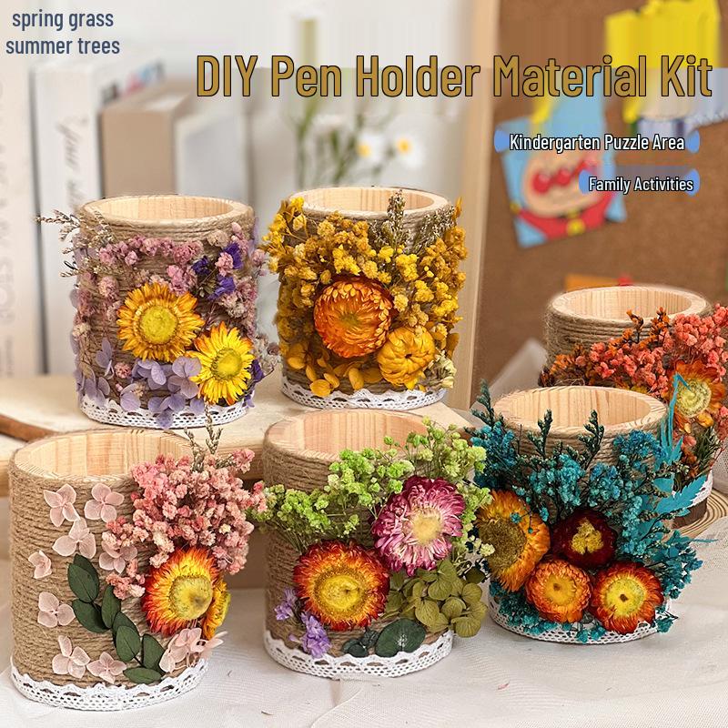 Preserved Flower Pen Holder DIY Kit - Mid-Autumn Festival Parent-Child Activity or Team Building