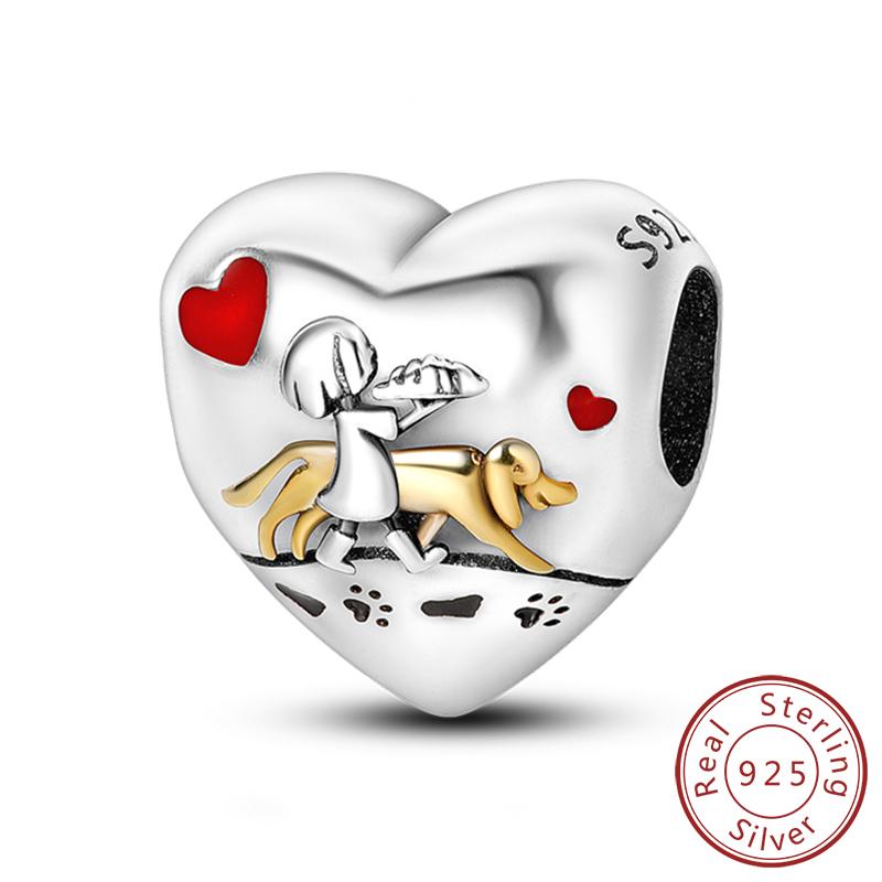 New Copper Charm Beads Family Sister Love Heart Beads Fit Original Bracelets Diy Pendant Woman Jewelry Gift