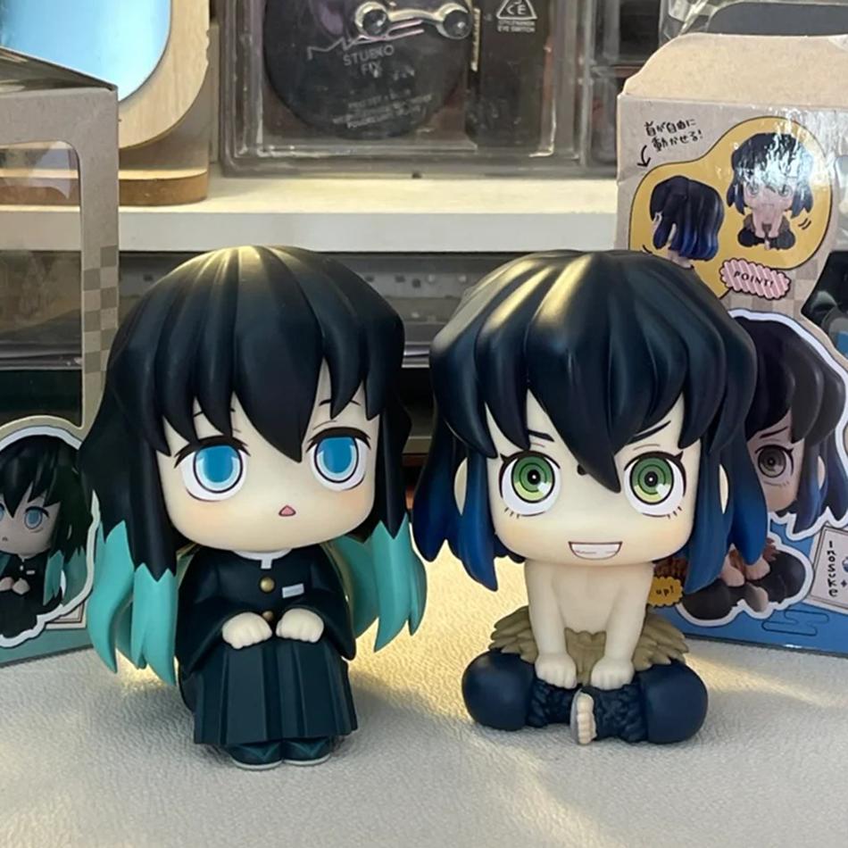 8Pcs/Set Demon Slayer Figure Toy Anime Kimetsu no Yaiba Q Version Sitting Lookup PVC Figurine Model Doll Birthday Gifts