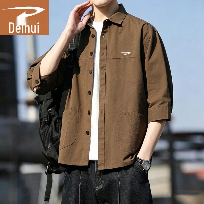 Deerhui Men s Summer Casual Pure Cotton Short-Sleeve Shirt XL