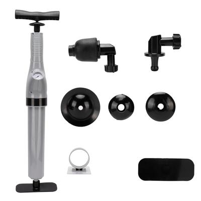 9 In 1 Air Pressure Plunger Kit Toilet Sewer Pipeline Kitchen Sink Dredge Tools AccessoryGray