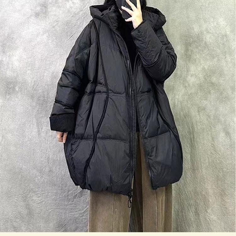 Winter Women White Duck Down Jacket Hooded Warm Oversize Puffer Coat Female Casual Loose Parka Pocket Outerwear