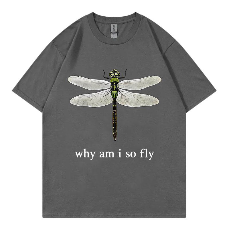 Perché Sono Così Figo Meme Divertente Libellula Maglietta Moda Tendenza High Street Manica Corta T-shirt Unisex Unisex Casual Maglietta Oversize