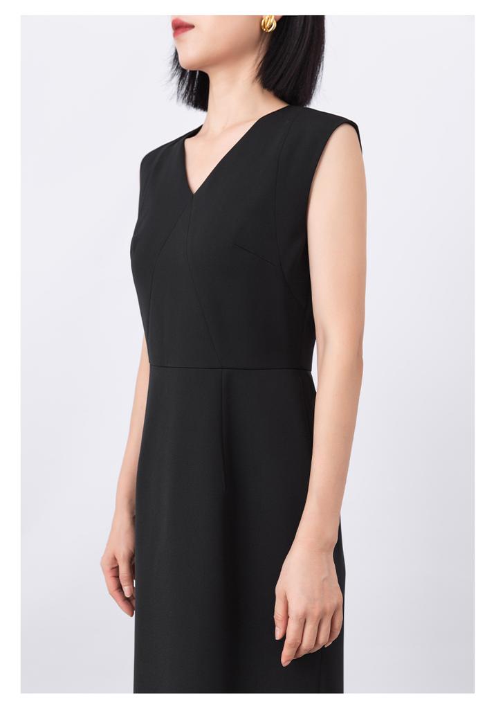 Ditu V-neck French Sexy Waist Slimming Casual Fashion Temperament Elegant Sleeveless Dress