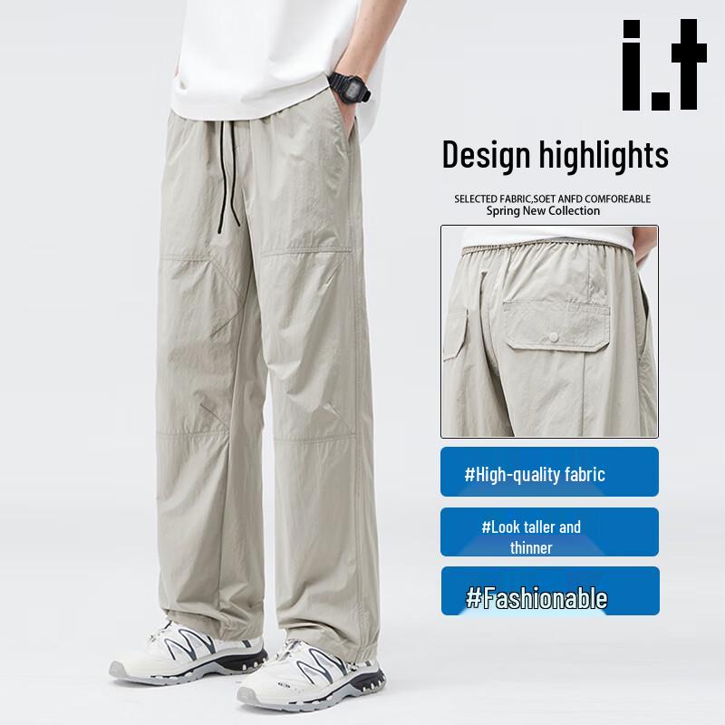 CHOCOOLATEit Men's Ice Silk Quick-Dry Casual Straight-Leg Pants
