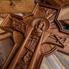 Vintage Wooden Easter Catholic Cross Jesus Statue, Interior Religious Wall Decor Baptismal Gift