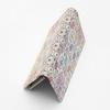 [Asakusa Bunko] Yuzen-dyed Card Case, Business Card Holder, Hanabishi Pattern, Genuine Leather, Edo Komon, Made In Japan, Light Blue (Asagi)
