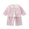 Spring 2026 Girls' Pink Princess Cardigan Set: Sweet Long-Sleeved Jacket & Top