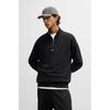 Relaxed Fit Logo Print Cotton Terry Zip Neck Sweatshirt Black 50525881001