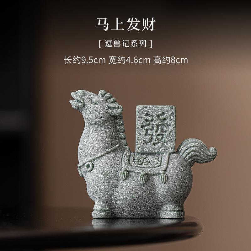 Kreative Glücksbringende Reichtum Grüner Sandstein Tee-Haustier Ästhetisches Aquarium Landschaftsgestaltung Tee-Figur Spielzeug Tee-Statue Ornamente