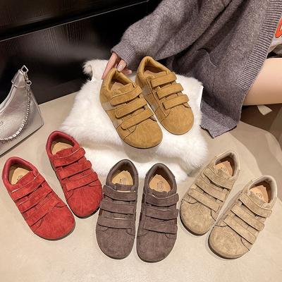 2025 automne nouveau rétro cuir mat mode polyvalent chaussures d'entraînement allemandes cuir véritable Velcro moche mignon grosse tête chaussures de skate décontractées