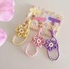 Ins Knit Colorful Flower Short Lanyard for Mobile Cell Phone Hand Wrist Strap Double Color Contrast Universal Rope Accessories