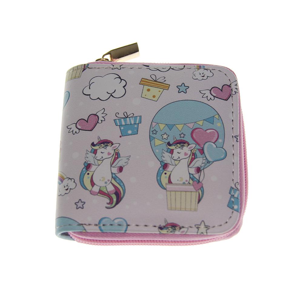 New Unicorn Short Zipper Small Wallet, Cartoon Wallet.