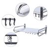 Stainless Steel Microwave Oven Wall Shelf Kitchen Storage Rack Organizer With 6 Hooks Heavy Duty 20kg Capacity