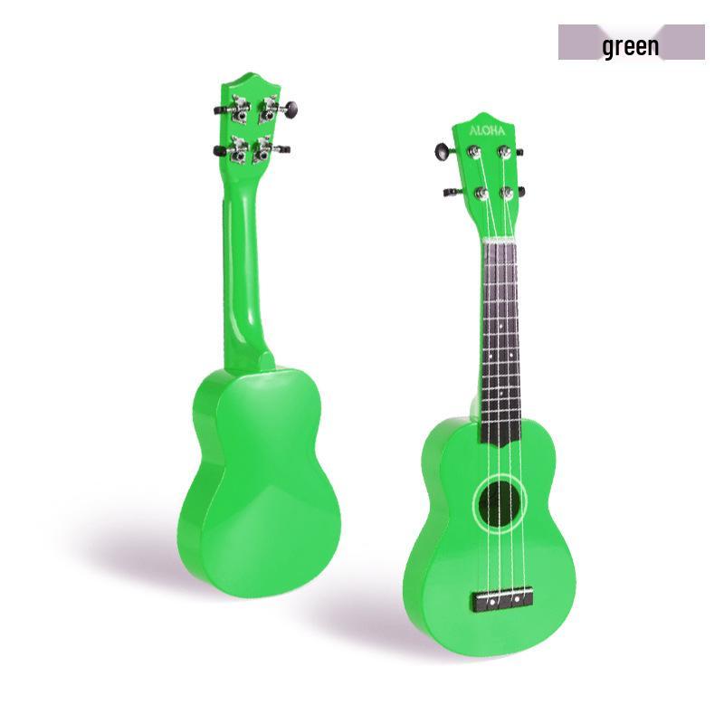 ALOHA 21  Linden Wood Ukulele - Playable Musical Instrument with Logo Stickers зелёный