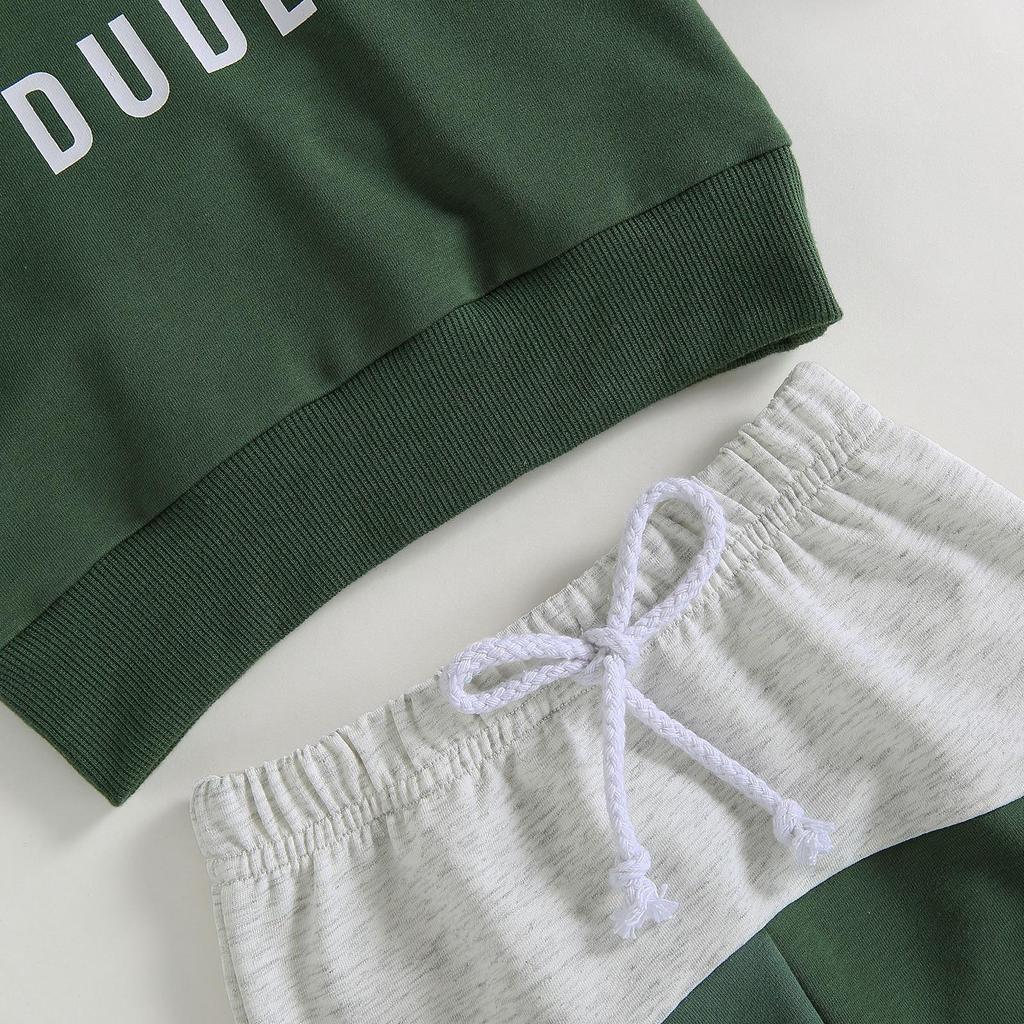 Infant Boys Summer Clothes Outfits Letter Print Contrast Color Hooded Short Sleeve Tops and Shorts 2Pcs Suit