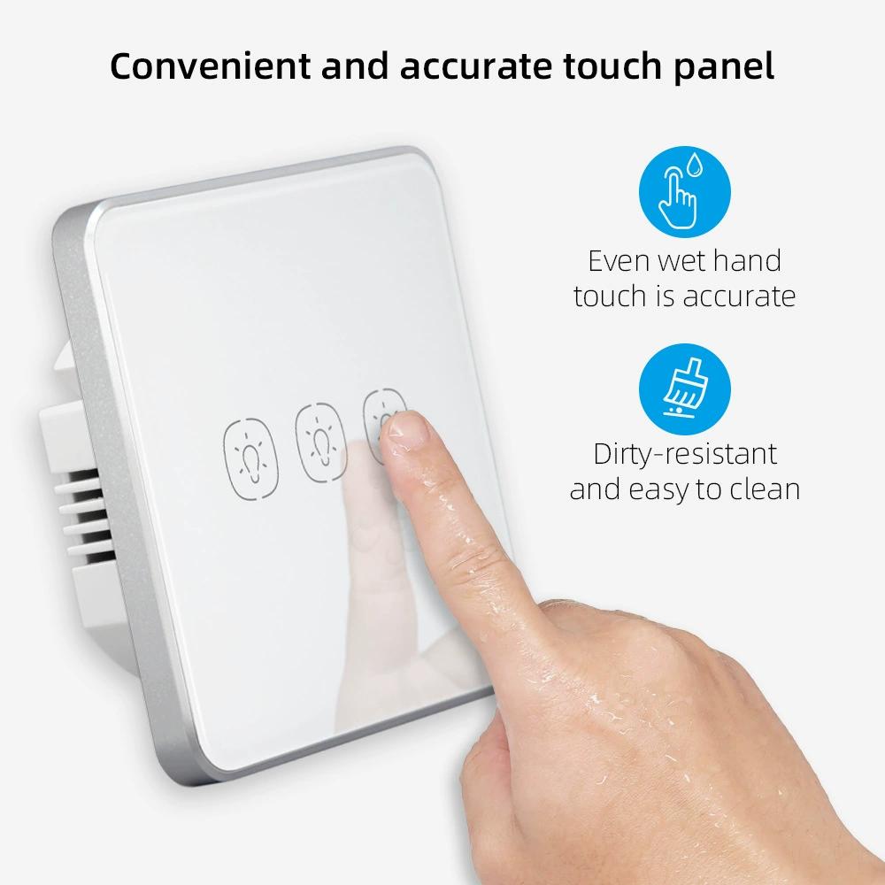 Tuya Smart Switch  250V Neutral Aluminum Frame Glass Smart  Zigbee Wall Light Switch
