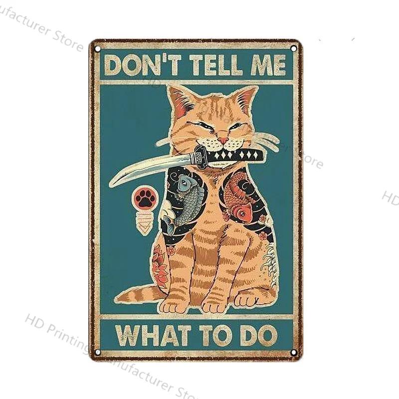 Cute Cat Wall Poster Pet Decor For Kitchen Vintage Tin Sign Metal Plates Home Decoration Modern Bar Accessory Restaurant Garden