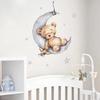 Wall Decoration NEW Cartoon Bear Sleeping On The Moon and Stars Wall Stickers for Kids Baby Room Wall Nterior Decoration Tools