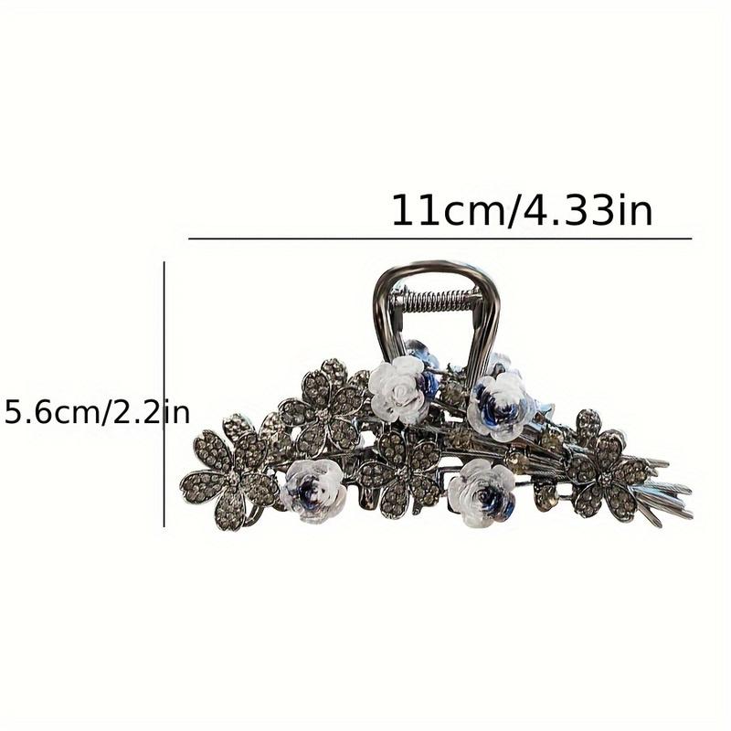 1PCSLarge Vintage Rose Flower Hair Clip with Rhinestones, Elegant and Versatile Fashionable Hair Accessory