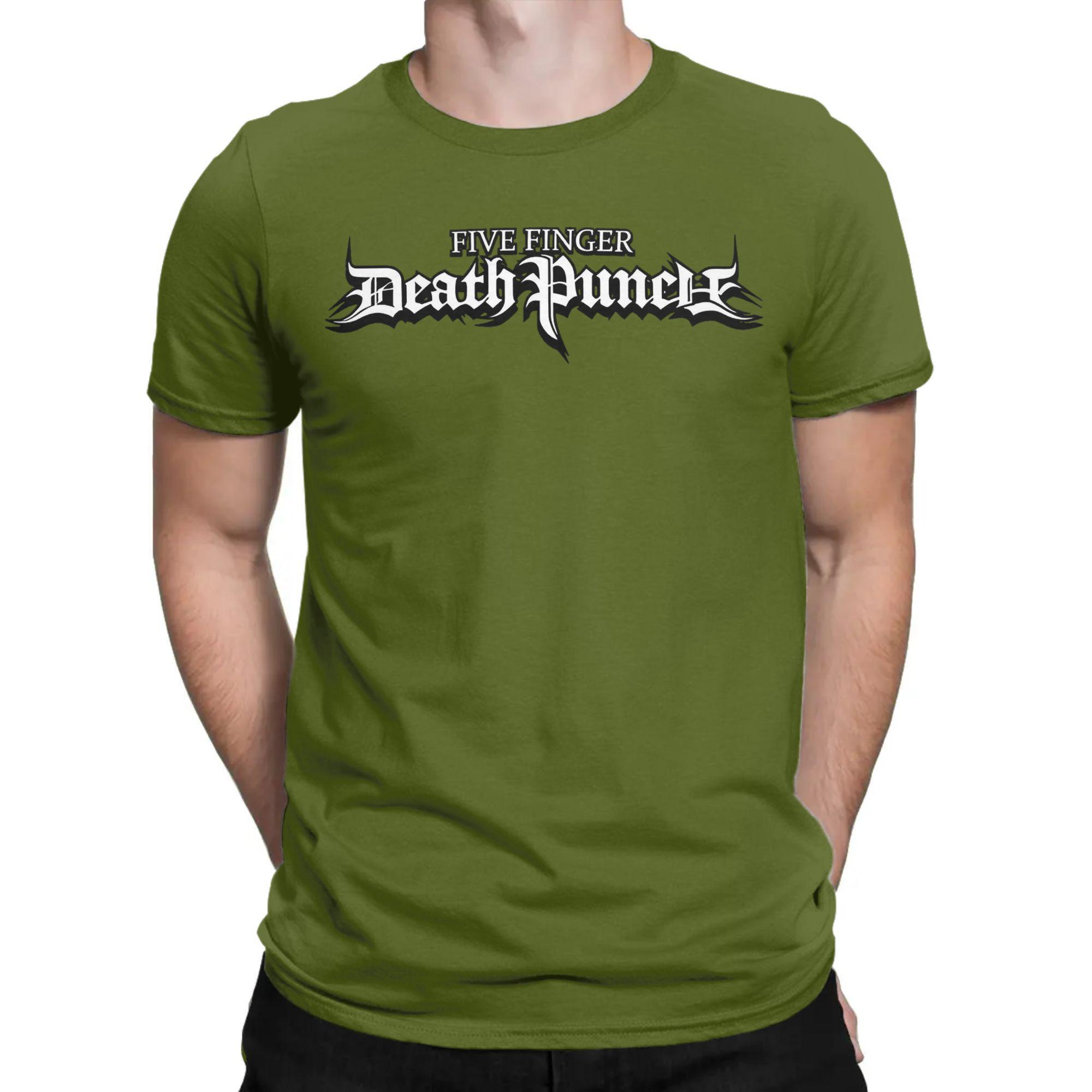 

Мужская женская рубашка Five Finger Death Punch Metal Rock из чистого хлопка с графическим принтом Футболки Верхняя одежда S армия зеленый