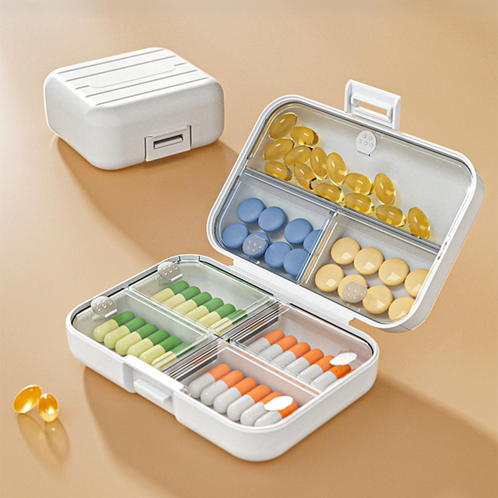 

Small Pill Organizer Box with Compartments Portable Pill Case Leak-Proof Medicine Pill Dispenser Travel Elderly Daily Pill Management S білий