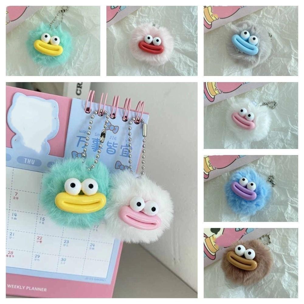 Cartoon Funny Clown Keychain Mini Big Mouth Plush Pendant Cute Sausage Mouth Keyring  Car