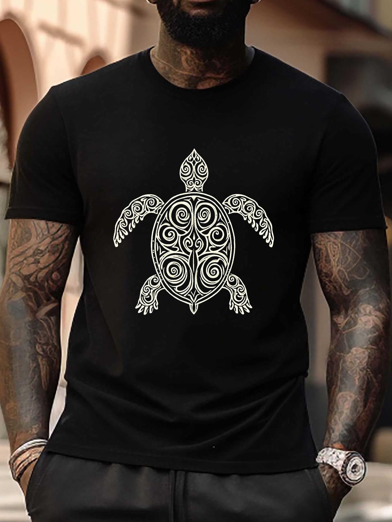 Tribal Turtle Swirling Pattern Plus Size T-shirt XL
