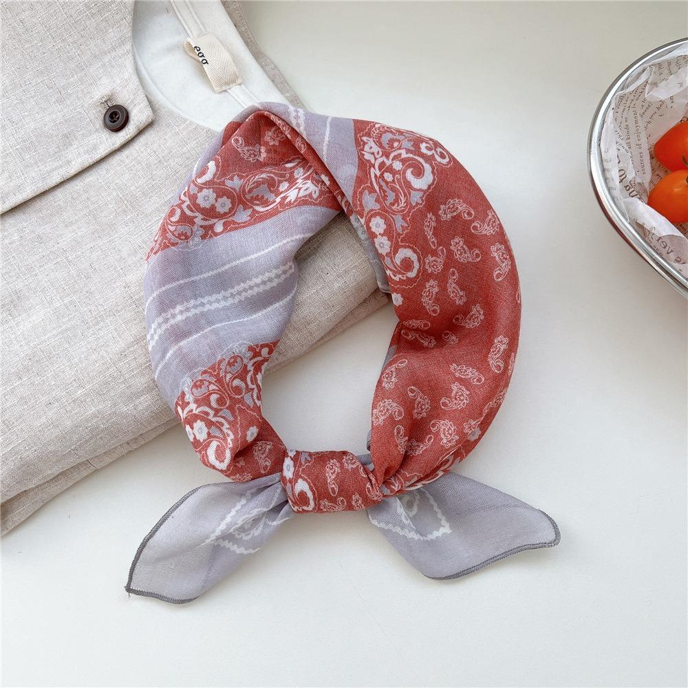 Floral Cotton Linen Print Scarves Cashew Square Handkerchief Simple Small Square Scarf  Outdoor