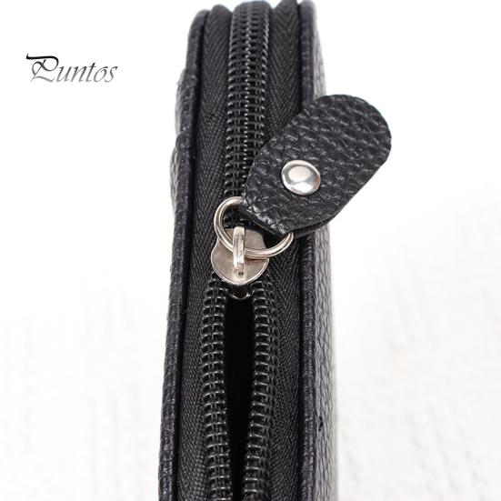 Coin Purse with 14 Card Slots Large Capacity Card Holder ID Window Anti-theft Zipper Closure Faux Leather Firm Stitching Portable Wallet