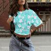 Women's Crew Neck Pullover Short Sleeve T-Shirt Floral Print Loose Fit Casual Top for Everyday Wear