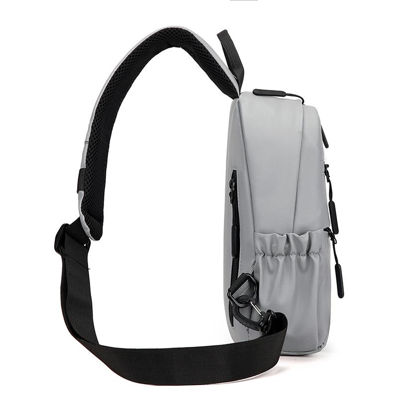 Men's Waterproof Chest Bag Multifunction Oxford Crossbody Shoulder Bag Messenger Travel Pack with A Headphone Wire Access Hole
