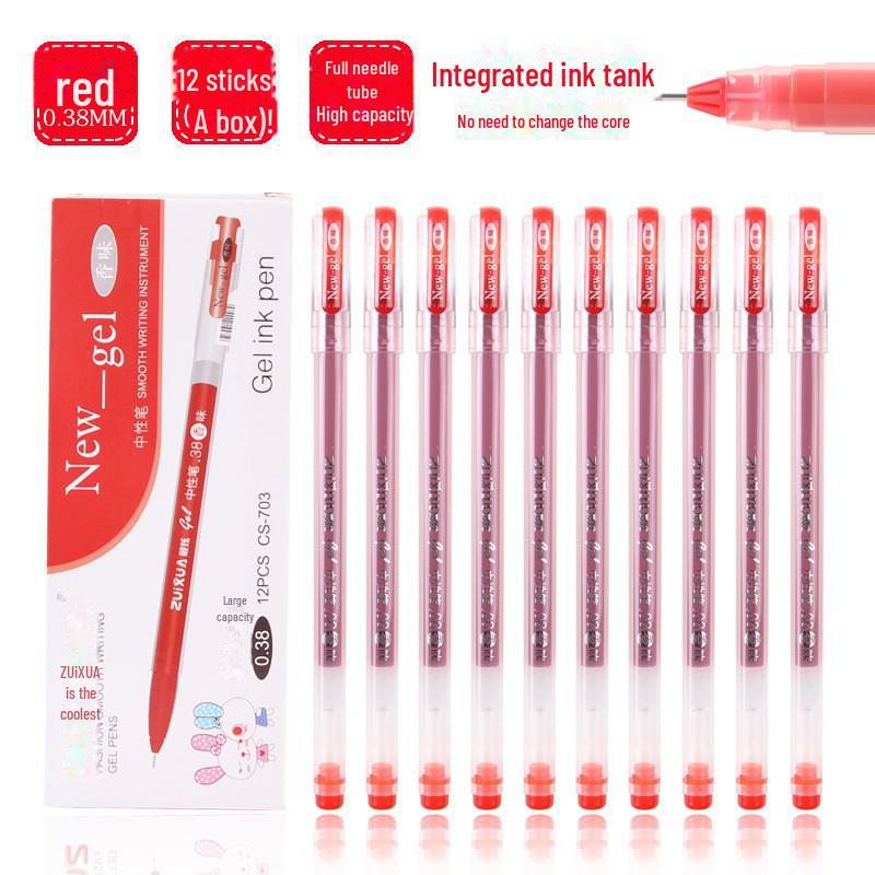 0.38mm Scented Gel Pens: Black, Blue & Red, Large-Capacity Straight Liquid Pen for Students