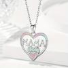 New Creative Shiny Micro-inlay Colored Zircon Heart-shaped "MAMA" Pendant Necklace for Women Exquisite Mother's Day Gift Jewelry
