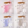 8PCS Newborn Baby Boy Girl Tops+Hat+Pants +Bib+Sock Shose+Romper Outfits Set