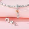 Beads Copper Charms Original Rose-Gold Rose Pendant Beads Fit Bracelet Jewelry Diy Women Fine Gift Accessory