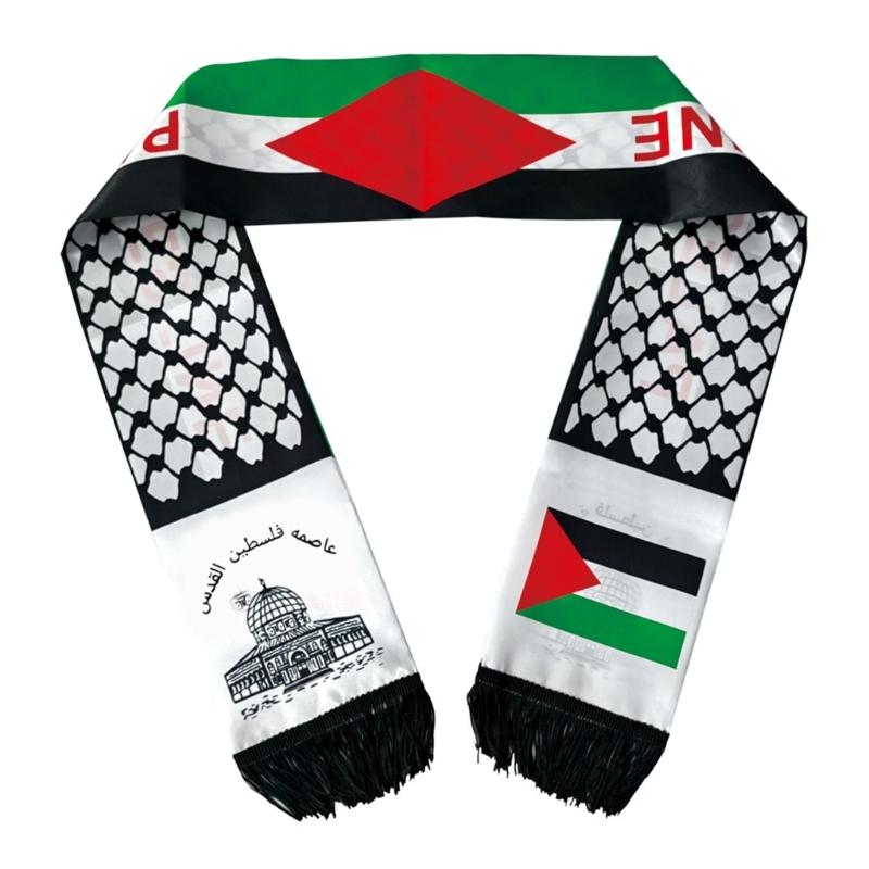 Palestine Flags Scarf for All Age Palestine Flags Satins Sash Holiday Long Scarf