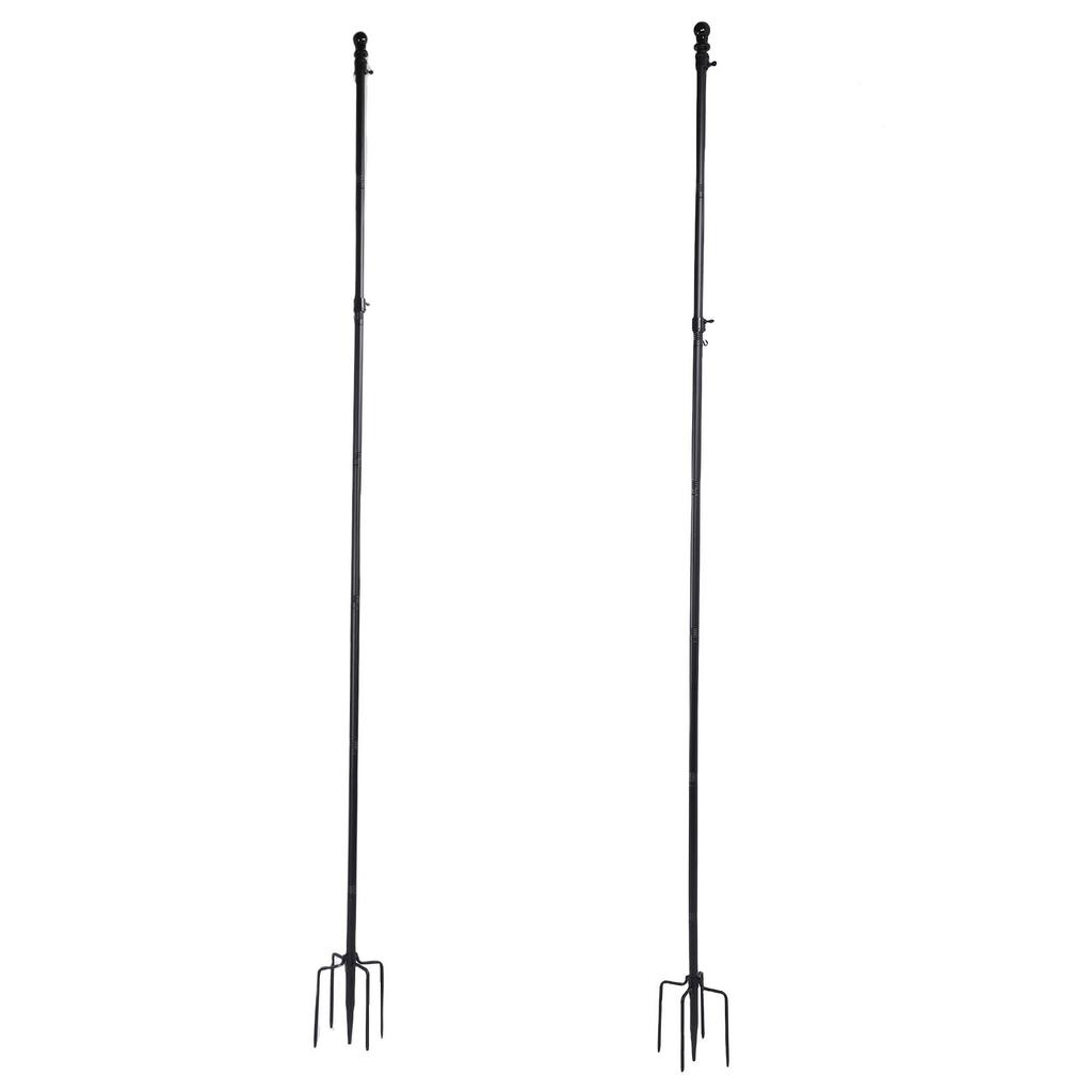 Ground Flag Pole 10 FT Thickened Stainless Steel Outdoor Flagpole with 5 Prong Base for Garden Yard