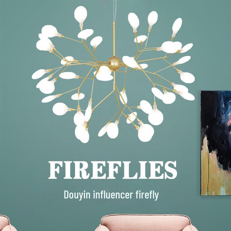 Firefly Branch Nordic Chandelier: Modern Minimalist Lighting for Living Rooms, Restaurants, and Bedrooms