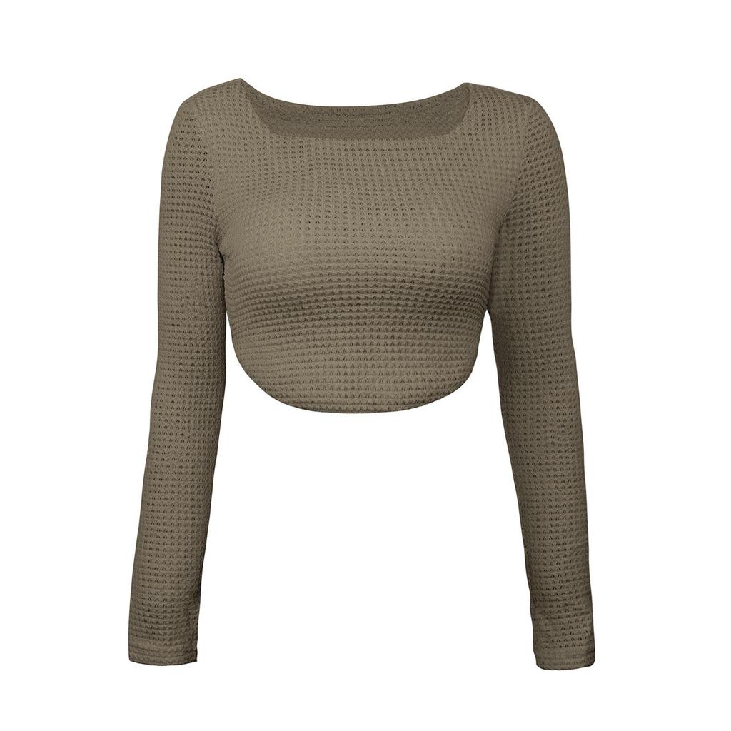 Women Square Neck Vintage Solid Sweater Pullovers Casual Long Sleeves Jumpers Autumn Female Slim Kintting Top