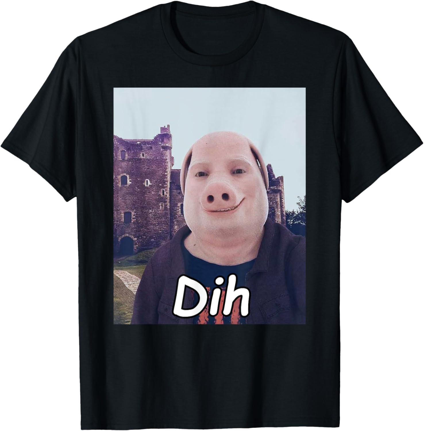 Funny Dih Brainrot Gen Z Humor TShirt Cotton  Heavyweight Casual Tee Pig Meme  Oversized T Shirt Graphic T Shirts Men Clothing S