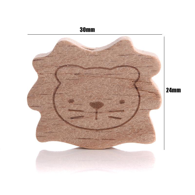 10Pcs Natural Beech Wooden Beads Cat Heart Butterfly Rainbow Cat Teethers Beads for Baby Necklace Pacifier Chain Crafts Jewelry