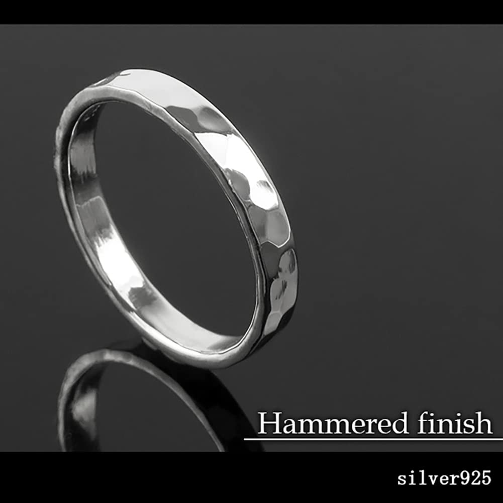 Gin No Hammered Slim Silver 925 Ring Simple [Shinjuku Kura] (Size 11) Men's