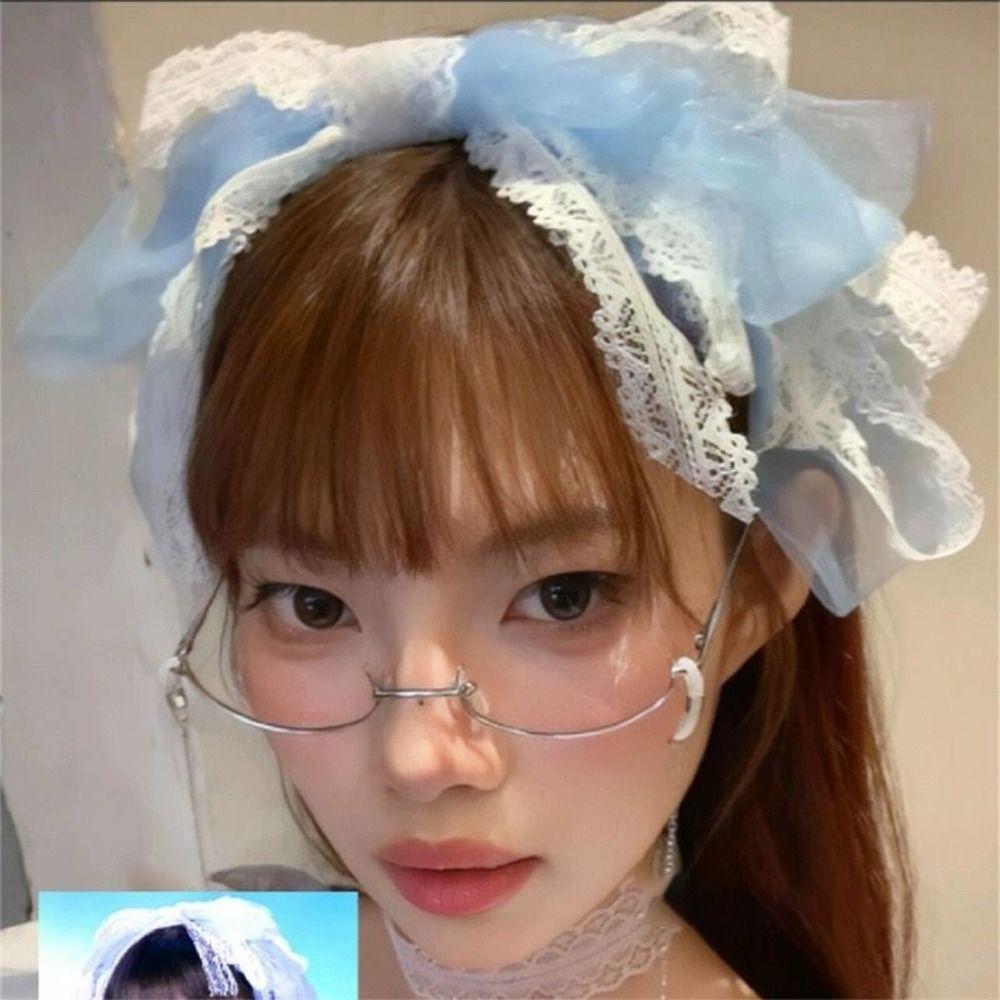 

Сплошной цвет мока повязка на голову Kawaii зажим для волос сладкий кружевной бант на голову женская повязка