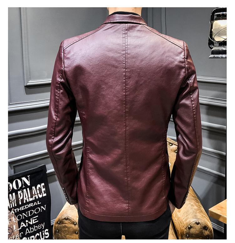 Luxury Leather Jacket Men's Suit Leather Coat Casual Small Suit Coat Men's Faux Leather Jacket