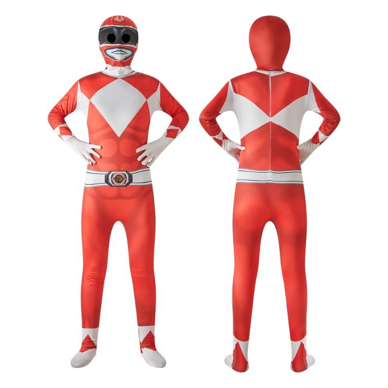 Kids Power Dinosaur Team Jumpsuit Mask Halloween Cosplay Costumes Boys Girls Halloween Party Zentai Rangers Role Playing Outfit