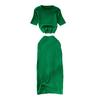 Women's Summer Skirt Set Short Sleeve Crew Neck Crop Top And High Waist Maxi Skirt Set Knitted Two Piece Outfit