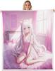 Throw Size Japanese Anime Fleece Sherpa Blanket for Kids Anime Girl Japanese Style Throw Blanket Cartoon Japan Animation Bed