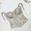 New Chinese Style Oil Painting Jacquard Shapewear Women Back Zipper Waist Slimming Daily Wear
